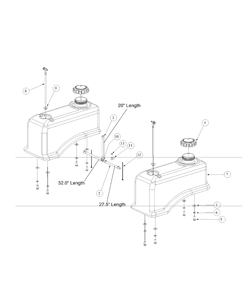 Fuel Tank Assembly Diagram and Parts List for M72-GN 53AB5FEZ150-28-HP Cub Cadet Lawn Tractor